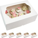Global Sugar Art Auto-Popup Extra Deep Quarter Sheet Cake & Cupcake Box with Window and Cupcake Insert, White 14 x 10 x 5 Inches, 5 Count