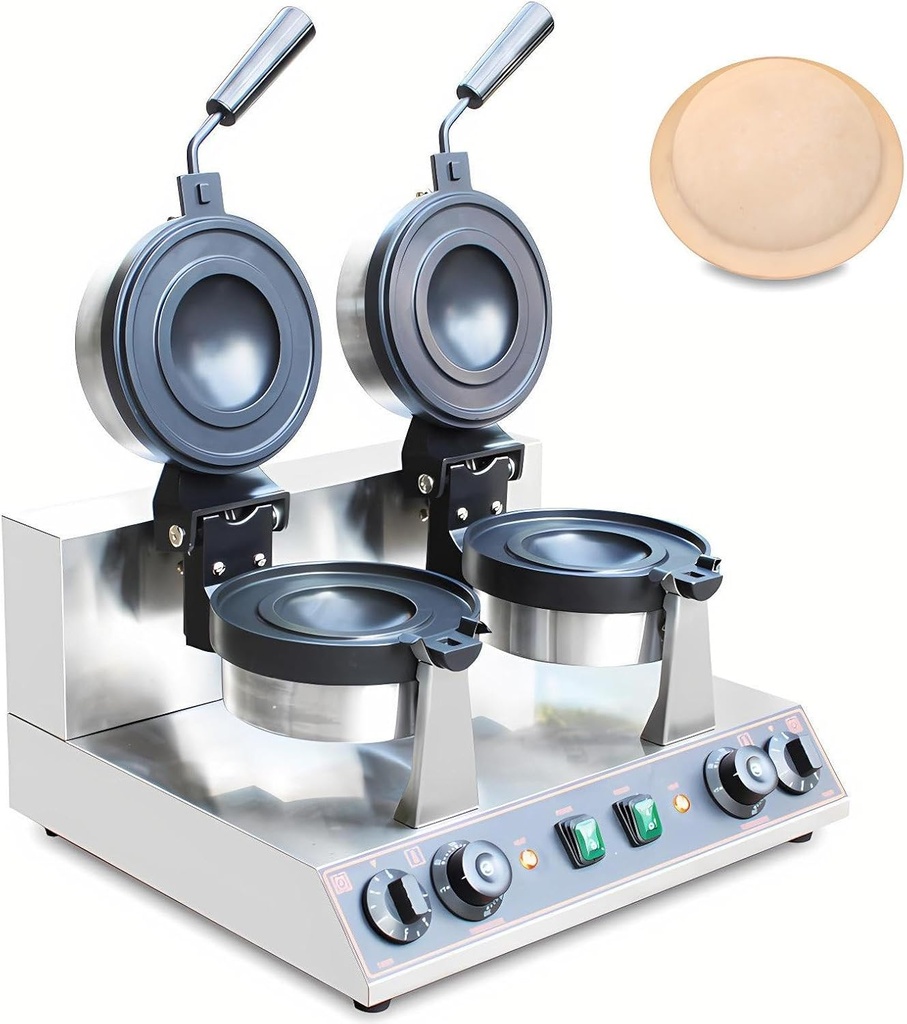 Commercial Ice Cream Burger Maker, UFO Gelato Panini Press, Donut Warmer Iron with Dual-Sided Heating No Flip, Adjustable Timer & Temp Settings Dual