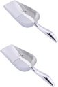 2pcs Stainless Steel Ice Scoop Ergonomic Handle Heavy Duty Food and Candy Scooper for Kitchen Bar Buffet and Party Use Dishwasher Safe