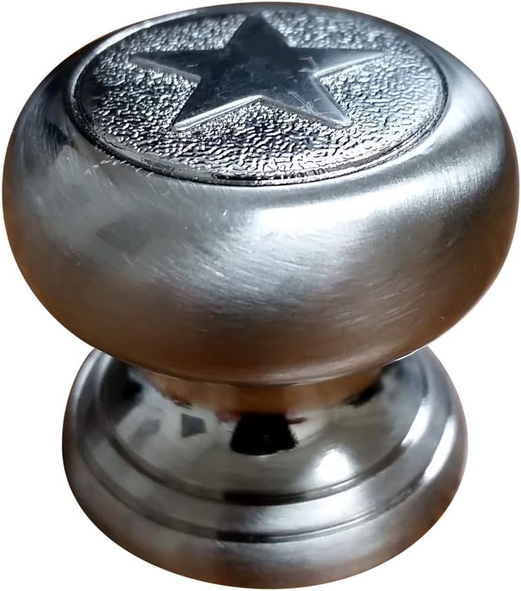Wild West Hardware Western Style Embossed Star Knob, Satin Nickel (Set of 5)