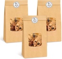Ocmoiy 100Pcs Small Bakery Cookie Bags with Window, 3.5x2.36x6.7 Inch Tin Tie Tab Lock Kraft Paper Bags with Thank You Stickers for Cookie, Coffee, Bread