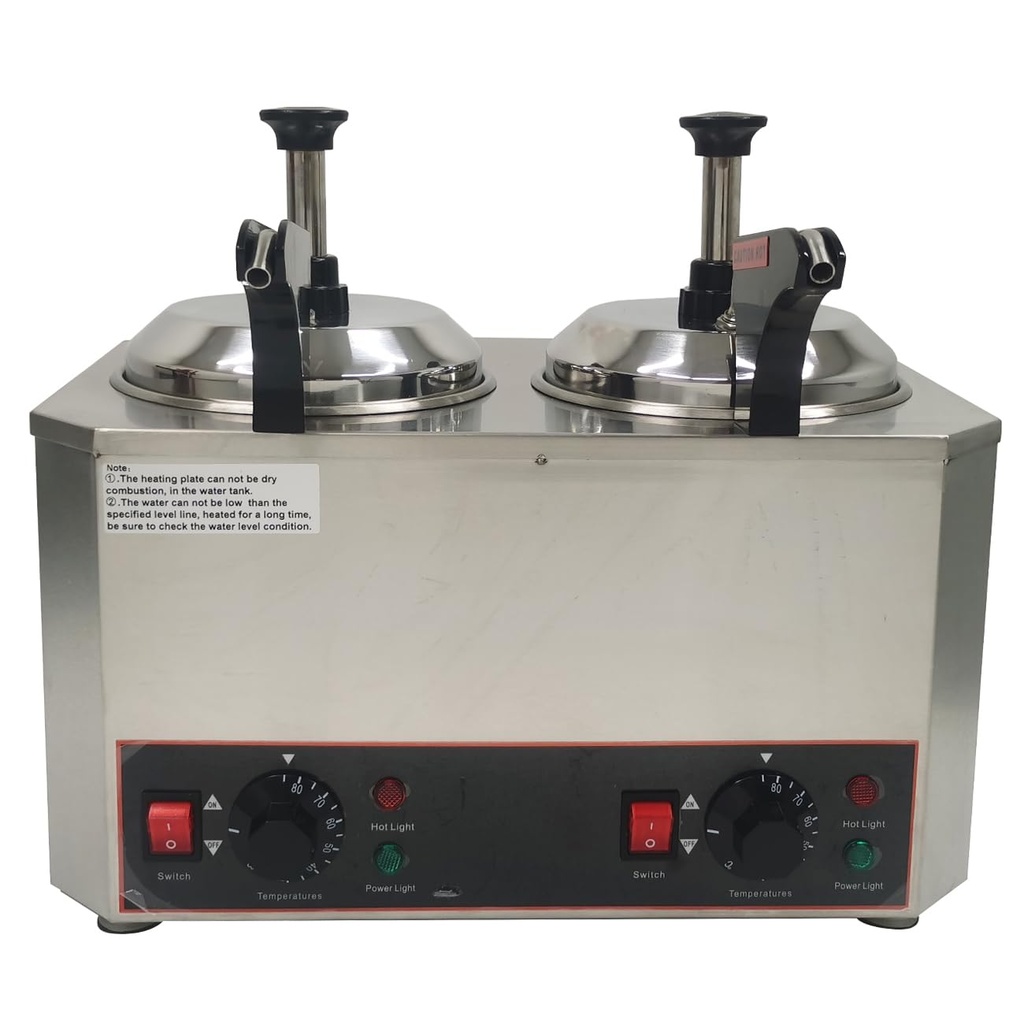 110V Nacho Sauce Cheese Warmer with Dispenser Pump, Ketchup Condiment Stainless Steel Pump Dispenser 4L/4.2QT Hot Fudge Heater for Sauce Chocolate Caramel