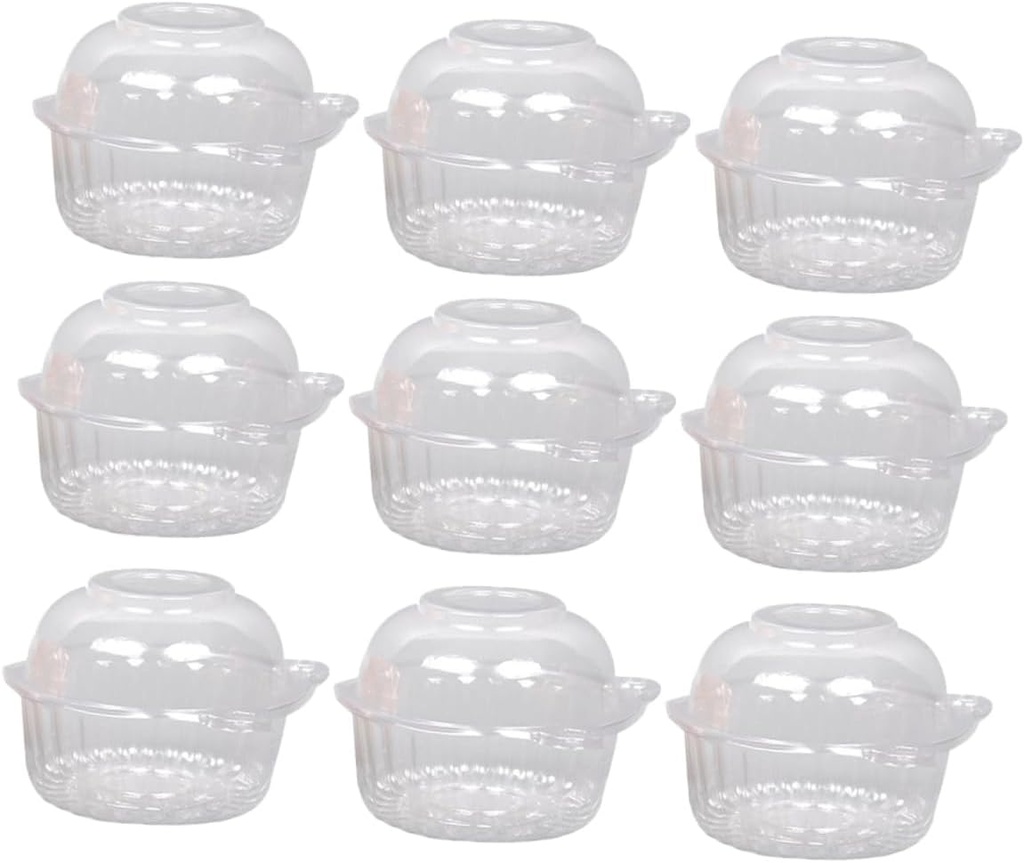 50 Pack Cat Head Shape Plastic Cake Boxes Lids Cupcake Containers for Party