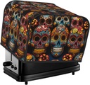 4 Slice Toaster Cover with Two Pockets for Storing knife Super Soft Appliance Cover Colorful Sugar Skulls Dust Cover for Kitchen Small Oven Cover Kitchen Bread Machine Protector Cover