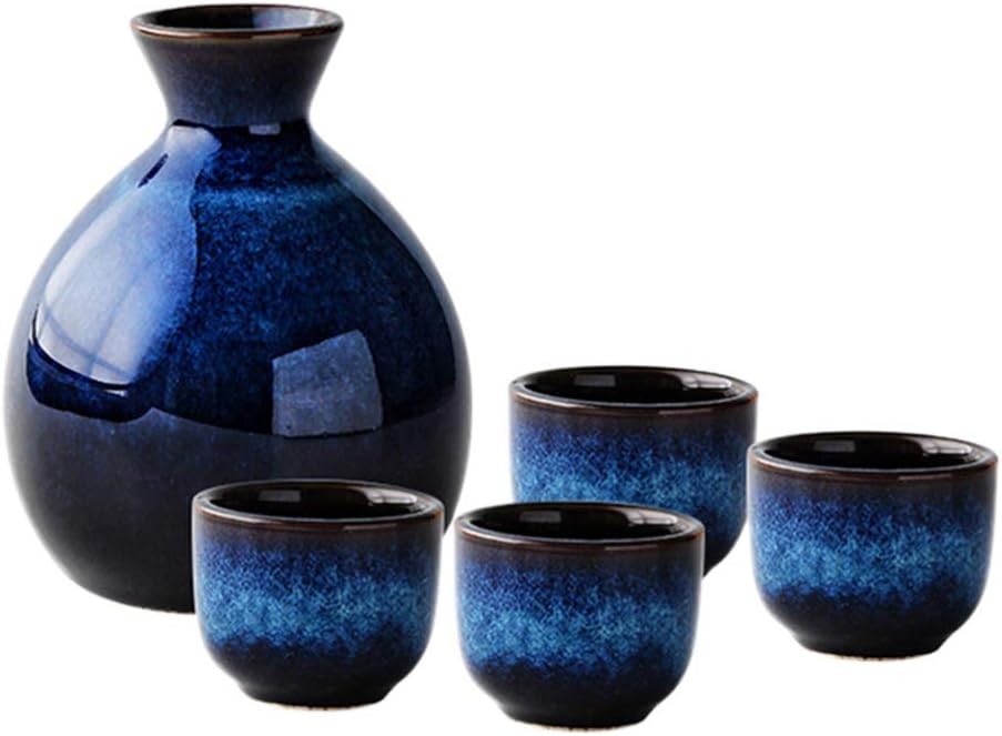 Luxshiny Asian Tea Cups Japanese Sake Set Ceramic Sake Pot and Sake Cups Sake Decanter Set for Saki Lovers Drinks Home Tool Set Travel Accessories Travel Accessories