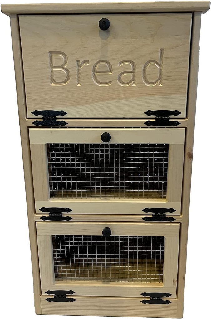 Bread Veggie Bin with Wire Doors (Unstained)