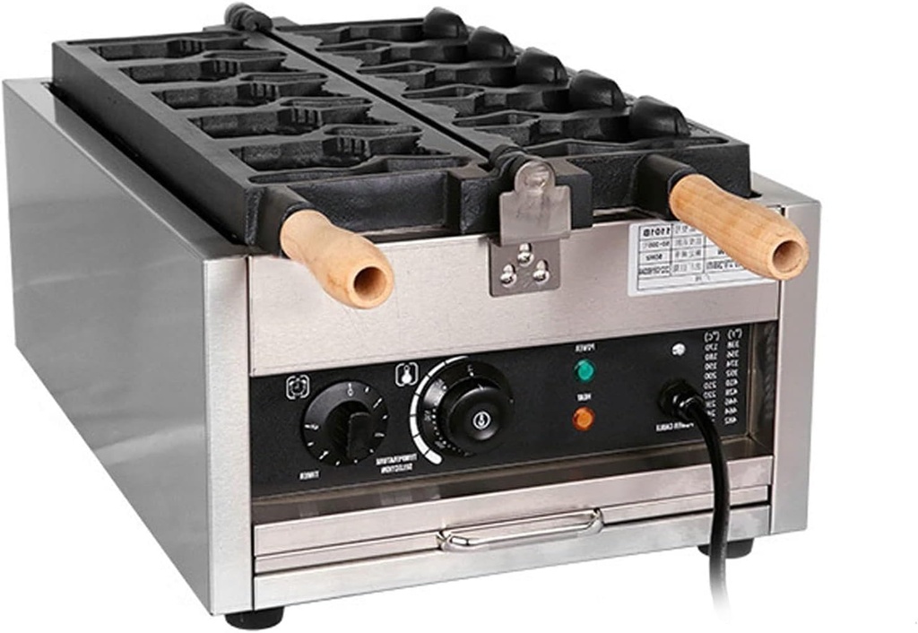 Electric Taiyaki Machine,Taiyaki Fish Waffle Maker,Commercial Use Jam or Ice Cream Waffle Maker, Nonstick Coating, Stainless Steel Taiyaki Maker,50-300℃/122-572℉ Adjustable