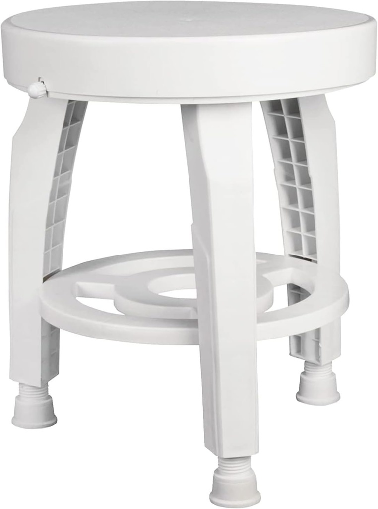 HealthSmart Swivel Shower Stool Seat with Storage Shelf, Rotating Shower Chair for Bathtub, Tool-Free Assembly, White