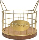 Coffee Pod Holder, Large Capacity Espresso Pods Storage Basket, Gold, Iron and Wood, 40 Cups, 5.12 x 4.72 x 4.72 inches