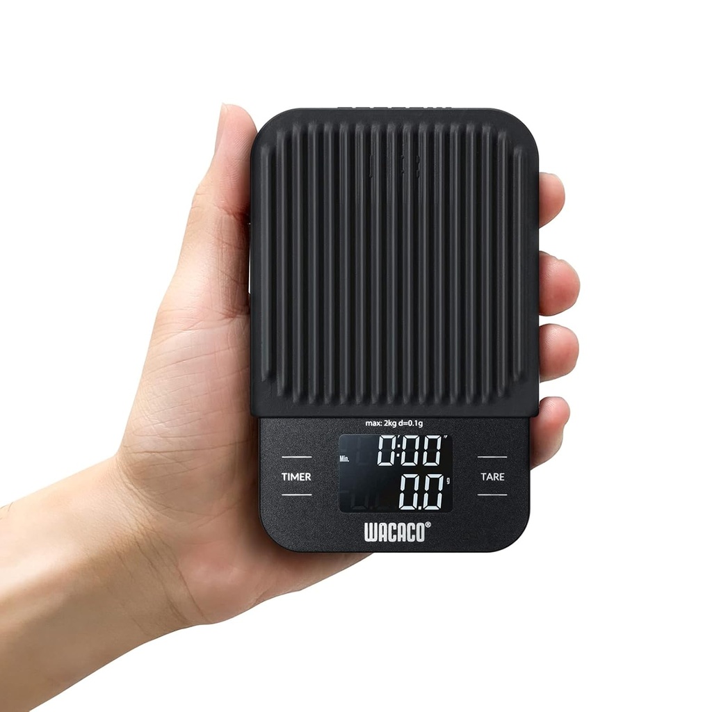 WACACO Exagram Coffee Scale with Timer, 0.1 g/0.0035 oz Precise Graduation, Pocket Digital Kitchen Scale, Portable Pour Over Coffee Scale with Silicone Pad (Batteries Not Included)