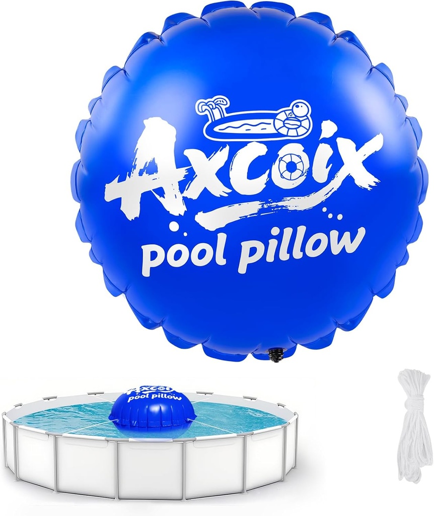 5x5 Ft Pool Pillows for Above Ground Pools, Cold-Resistant Pool Pillows for Winterizing, Thicked Winter Pool Air Pillow Pool Closing Kit Pool Balloon for Closing Pool (50ft Rope)