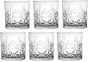 Lorren Home Trends Tall 11 Ounce Double Old Fashion Drinking Glass-Textured Cut Glass, Set of 6