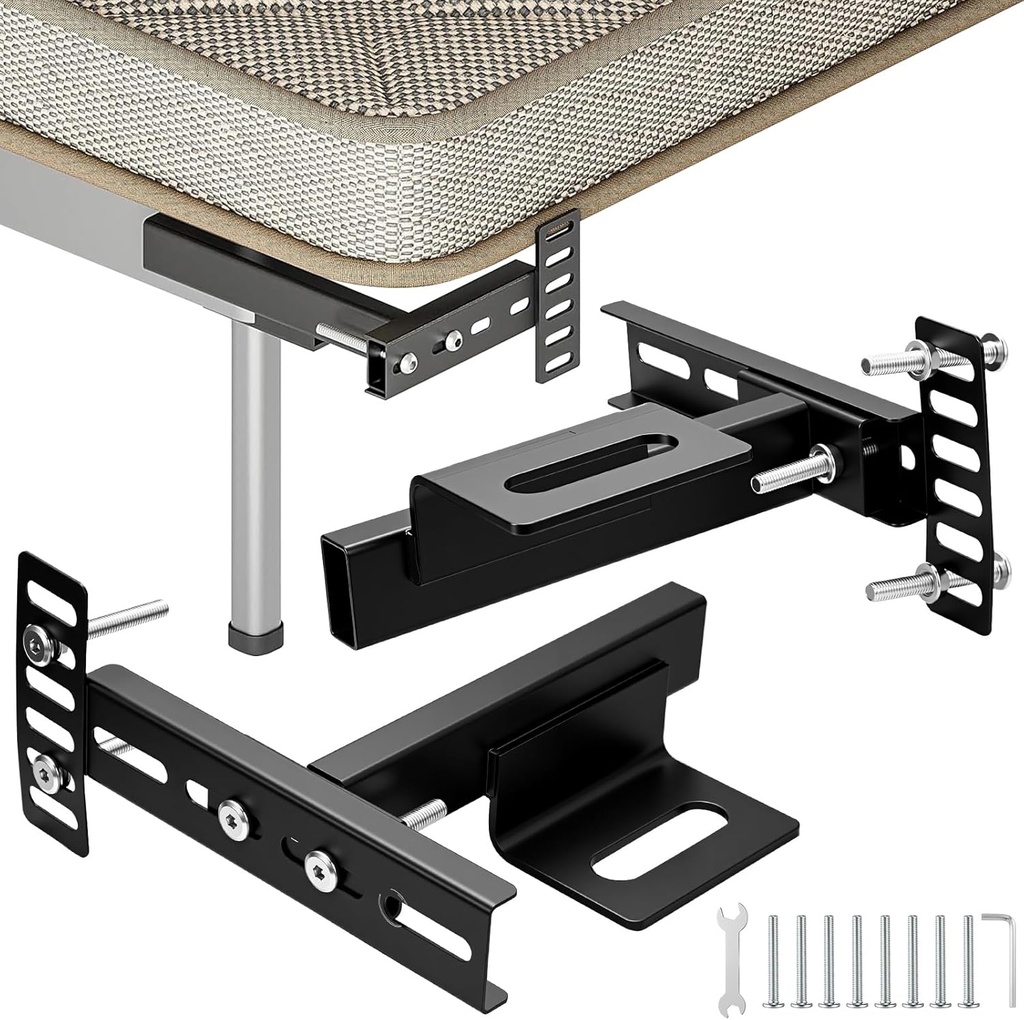Heavy Duty Adjustable Headboard Brackets for Metal Bed Frame (2 Pack) Universal Headboard and Footboard Extension Kit for Twin Full King Queen Bed,Steel Mounting Hardware with Tools Included