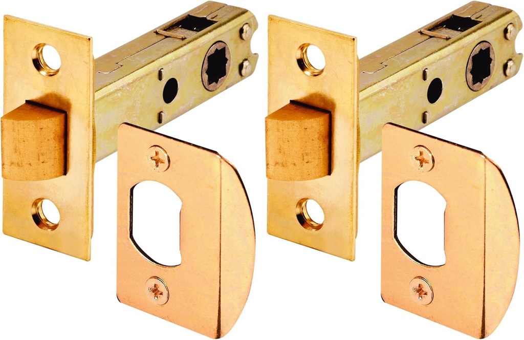 Prime-Line E 2281 Passage Door Latch, 9/32 in. and 1/4 in. Square Drive, Steel, Brass Finish (Single Pack) (Pack of 2)