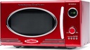 Nostalgia Retro Countertop Microwave Oven, 0.9 Cu. Ft. 800-Watts with LED Digital Display, Child Lock, Easy Clean Interior, Cu.Ft, Red