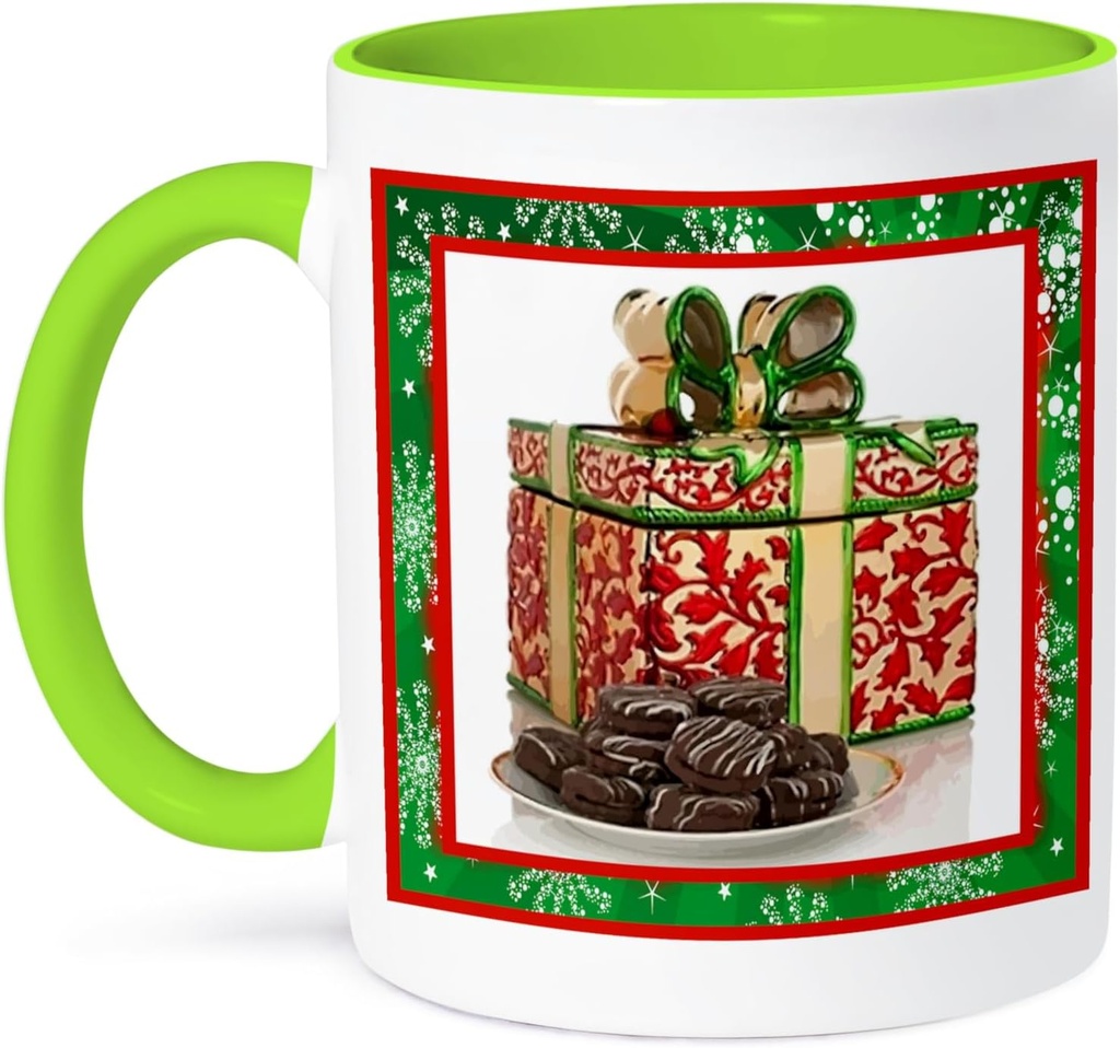 3dRose Red Christmas Cookie Jar 11oz Two-Tone Green Mug