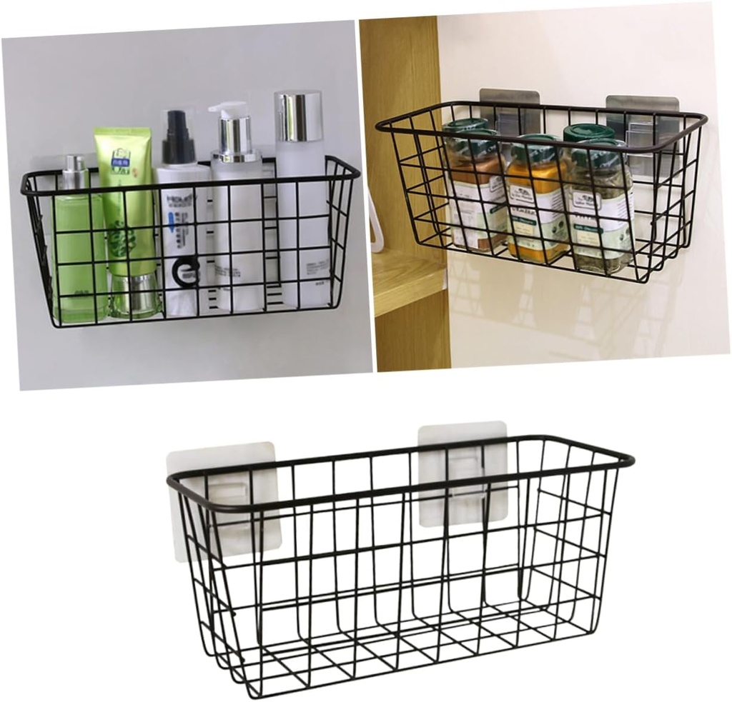 1pc Japanese Style Wall Mounted Storage Basket for Kitchen and Bathroom Black Hanging Organizer No- Versatile Storage for and Cleaning Supplies