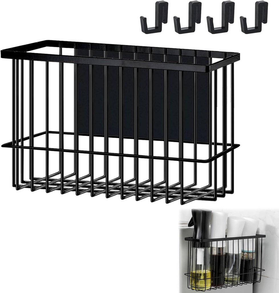 Magnetic Metal Basket Organizers Magnetic Basket Shelf Rack with Hooks Refrigerator Organizer Storage for Kitchen Organizer Book Shelf Mail Holder