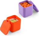 2PCS Dip Containers Compatible with OmieBox, 4oz Silicone Salad Dressing Container To Go for Most Bento Lunch Box Condiment Dipping Sauce Cups with Lids for Kids School Picnic Travel (Orange, Purple)