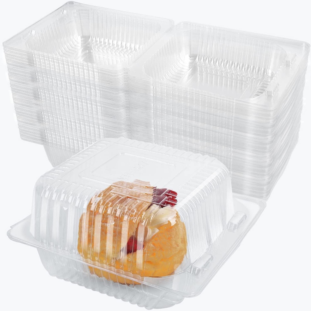 AQSXO 400 Pcs Clear Plastic Take out Containers,Disposable Clamshell Dessert Container with Lid, for Salads, Pasta, Sandwiches (5x4.7x2.8 in).