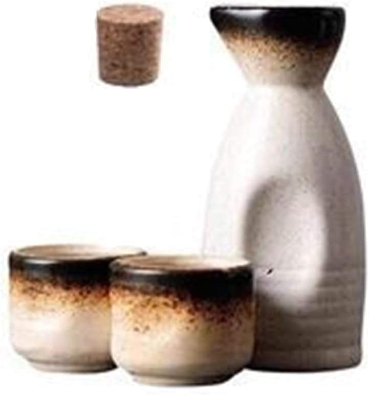 Sake Wine Set Home Ceramic Retro Classical Wine Glass Set Household Ceramic Wine Pot and Jug for Restaurants Bistro Ramen Shops-C