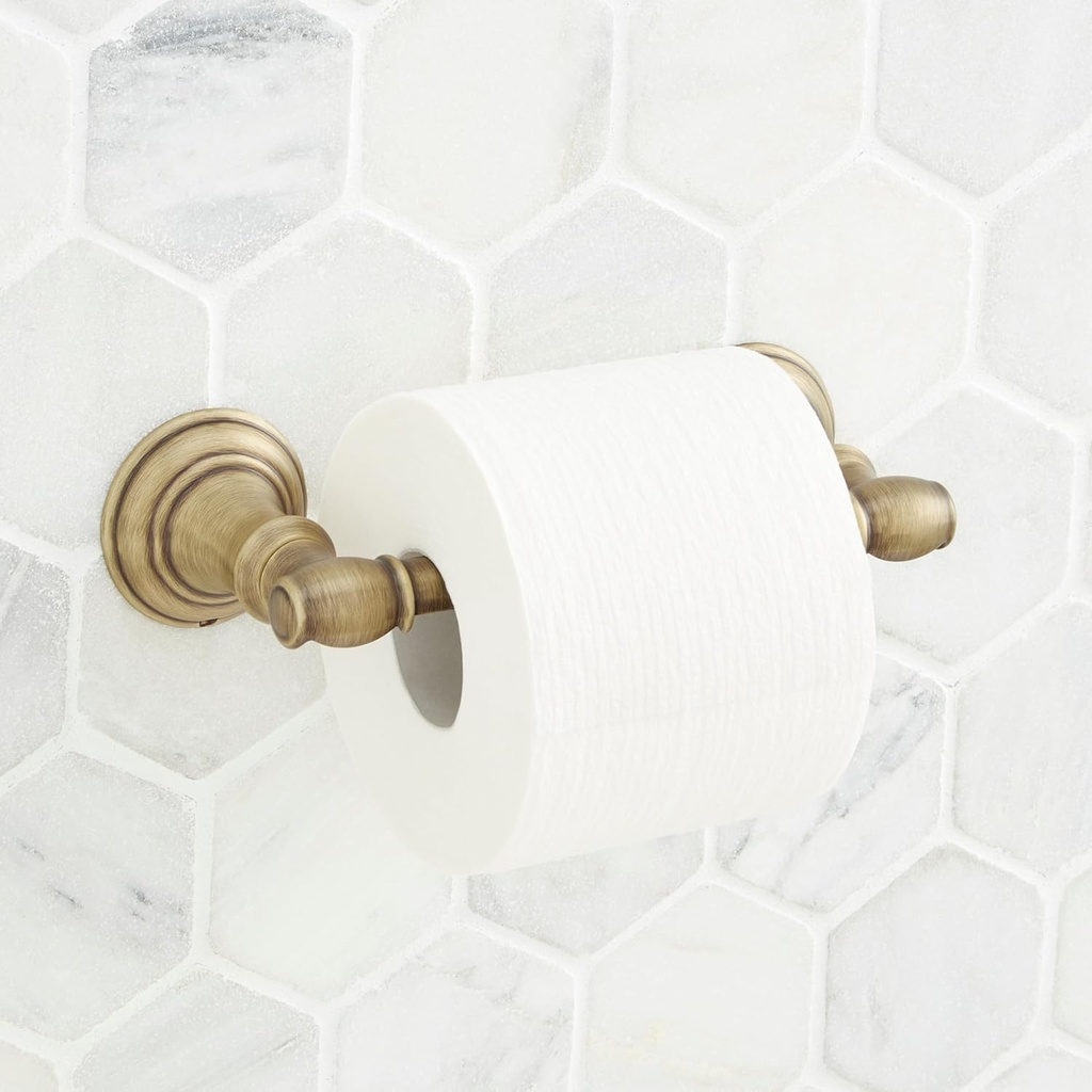 Signature Hardware 948235 Beasley Wall-Mounted Toilet Paper Holder - Aged Brass