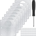 10 Pcs Cabinet Hinge Repair Plates Kits, Kitchen Cupboard Door Hinge Repair Plates, Stainless Steel Hinge Repair Fixing Bracket Plate Kit with Screws/Screwdriver for Kitchen Furniture Cabinet Door