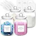 Half Gallon Glass Jars - Large Airtight Containers with Scoop and Labels for Organization and Storage Laundry, Bath Room, Kitchen and Pantry Holder, Set of 4