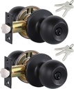 Lanwandeng 2 Pack Entry Door Knobs with Lock and Keys All Alike, Interior/Exterior Door Knob for Bedroom or Bathroom, Entrance Matte Black Door Locks