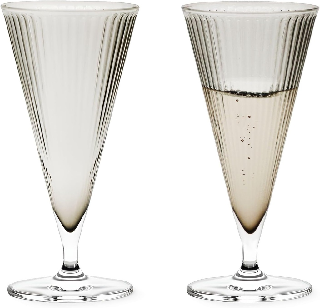 Rosendahl Grand Cru Nouveau Stemmed Champagne Glasses Set (Set of 2), 6.8 Fl. Oz. - Elegant Lead-Free Crystal, Dishwasher Safe, Modern Design for Sparkling Wine & Champagne (Smoke)