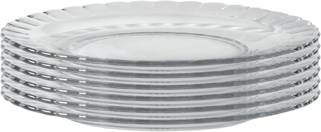 Duralex tempered Glass Paris Dinner Plate 9 Inch, 23 Cm-Set of Six, Clear