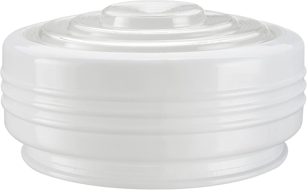 Aspen Creative 25014-60-1, White and Clear Glass Drum Shade for Hallways, Closets, Kitchen and Bathroom, Size: 8-1/2" D x 4" H