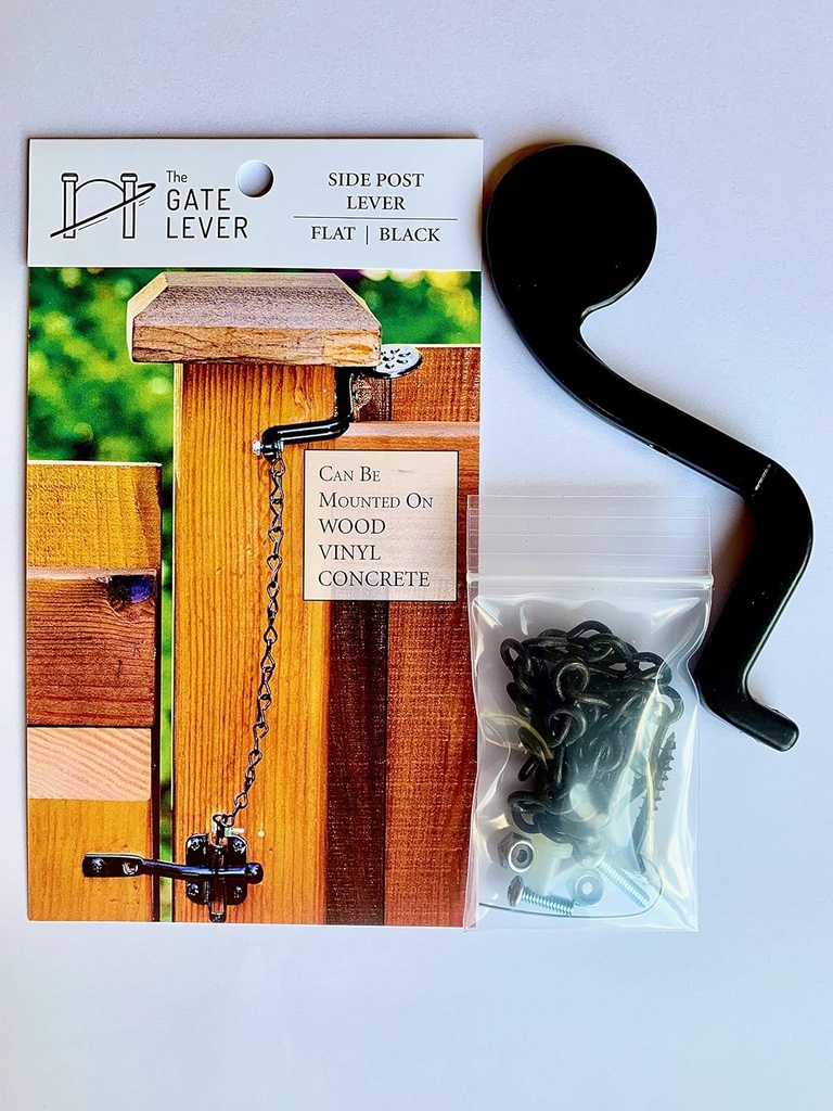 | Side Post Mount (Color: Black/Flat) | The Solution to The Unreachable Gate Latch | Universal to Many Gates | Easy to Set Up, Even Easier to Use