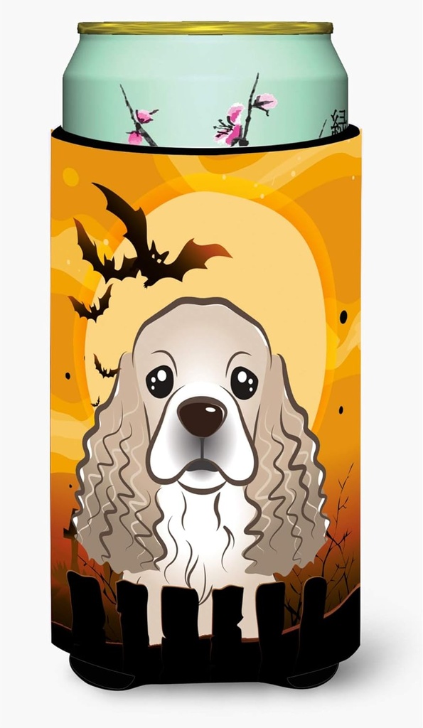 Caroline's Treasures BB1774TBC Halloween Cocker Spaniel Tall Boy Hugger Can Cooler Sleeve Hugger Machine Washable Drink Sleeve Hugger Collapsible Insulator Beverage Insulated Holder