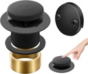 Tip-Toe Tub Drain, Bathtub Drain Replacement Kit, with 2 Hole Overflow Panel, Equipped with Universal Fine/Coarse Thread Adapter, Bathroom Bathtub Drainage Kit (Black)