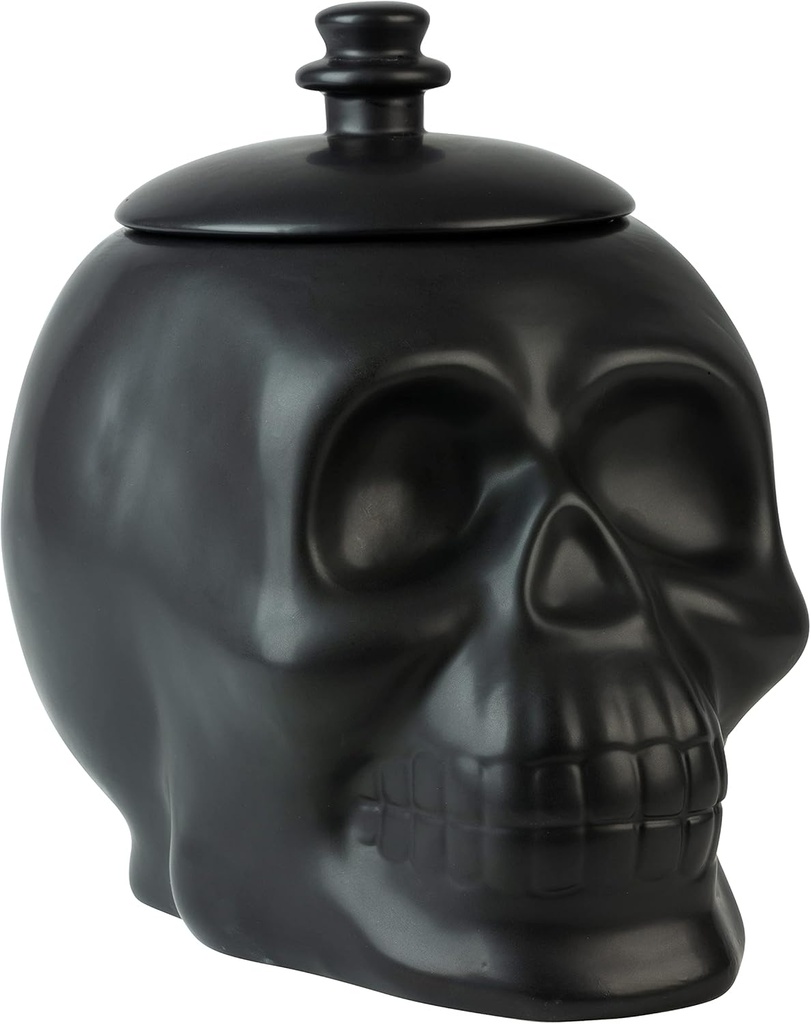 10 Strawberry Street Matte Black Ceramic Skull Cookie Jar
