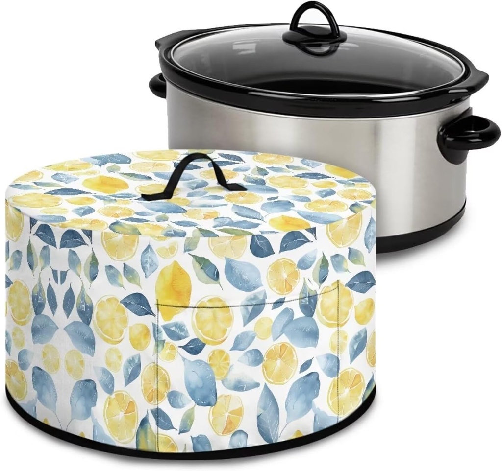 Slow Cooker Cover Dust Cover Oval Leave Lemon Covers for Slow Cooker Compatible with 6-8 qt Crock Pot Washable Appliance Cover Dust Free Cover with Pocket