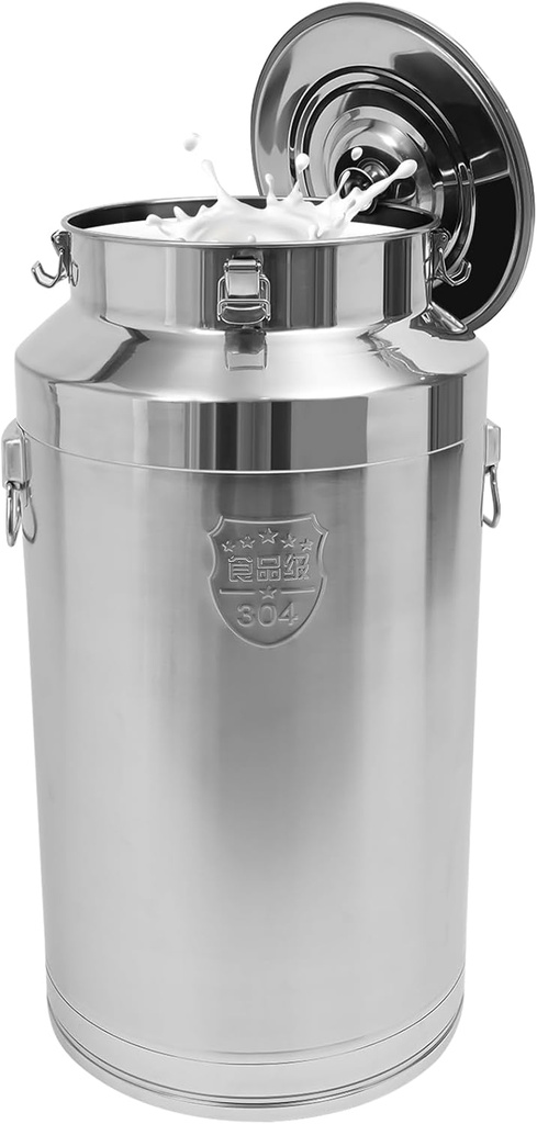 Stainless Steel Milk Can, 88L/23.3Gal Storage Bucket Airtight Canister with Lid, Wine Oil Beverage Storage Container for Kitchen Restaurant Party, W15.8*H29.1in
