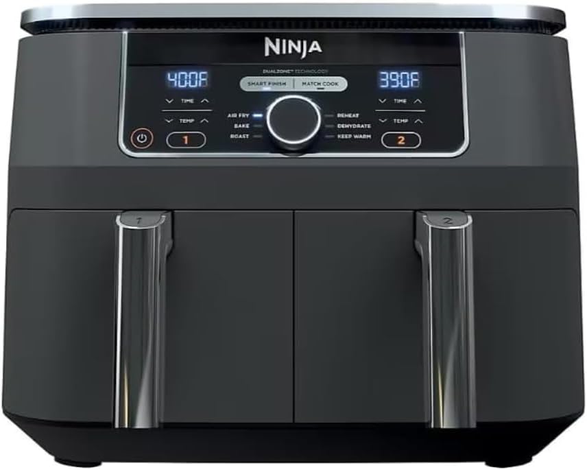 Generic Ninja® Foodi® 6-in-1 8-qt Air Fryer with 2 Baskets and DualZone™ Technology - Culinary Innovation for Cooking Multiple Foods Simultaneously, AD150, BLACK