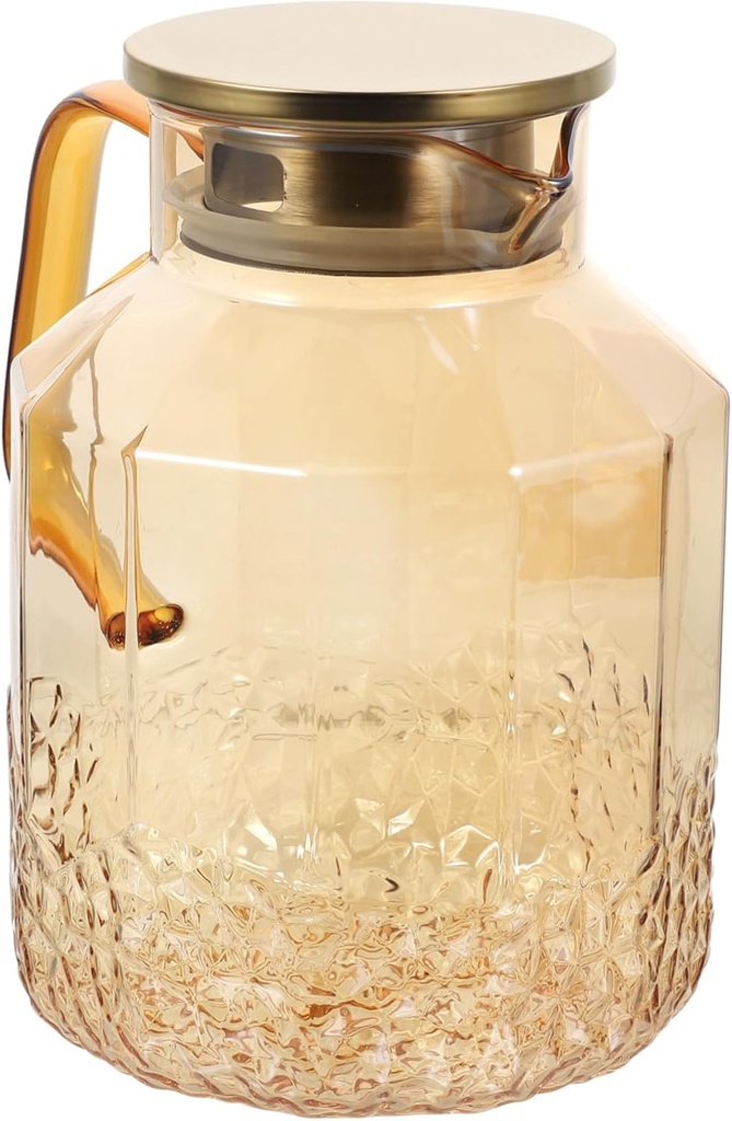 BESTYASH Glass Water Pitcher with Lid Capacity Glass Kettle for Home and Kitchen for Iced Tea Beverage Dispenser Ergonomic Handle Easy to Clean