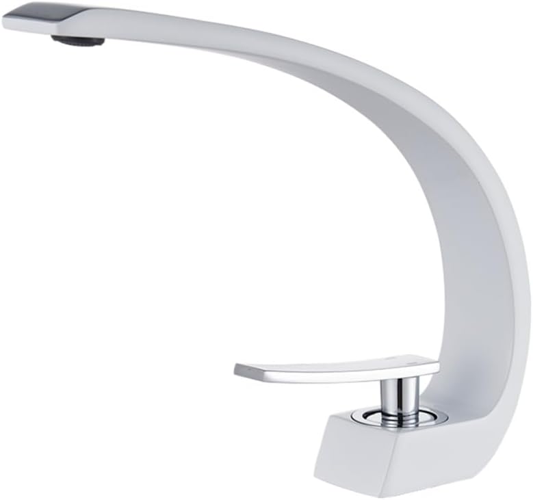 White/Chrome Bathroom Faucet Tap for Bathroom Sink Faucet Deck Mounted Hot and Cold Water Mixer,White Chrome