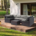 7 Piece Outdoor Patio Furniture Set, Rattan Weather-Resistant Outdoor Conversation Set, Outside Furniture Patio Sectional Sofa Set with Thick Cushions and Coffee Table, Gray