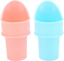 2PCS Ice Cream Cone Scoop, Reusable PP Ice Cream Holder Frozen Treat Snow Cone Rack for Party Pink Blue