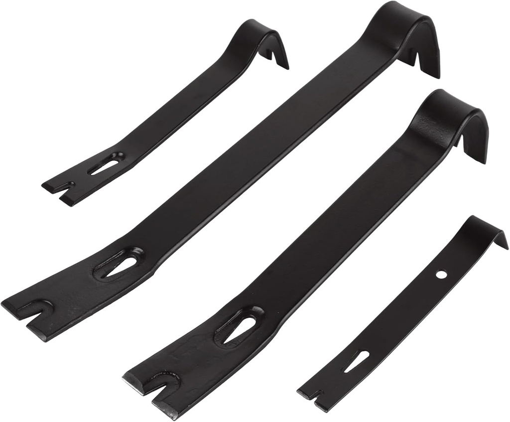 4 PCS Flat Bar Pry Bar Set -15" 12" 9" 7", Heavy Duty Crowbar Carbon Steel Nail Puller Utility Claw Bar for Woodworking, Prying, Lifting, Pulling, Home Remolding