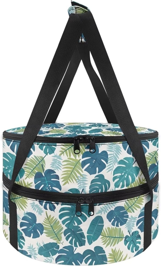 Leaves Cake and Cheesecake Holder with Lid and Handle for Transport, Hot Dish Carrier, Thermal Bag, Double Decker Food Warmer Bag