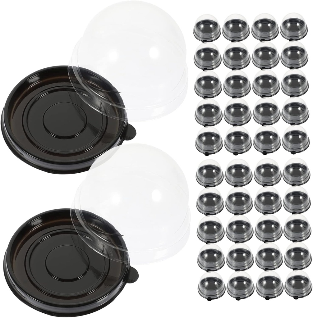 50pcs Dome Cake Containers Baking Supplies Cupcake Boxes Lids for Bakery