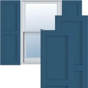 Ekena Millwork 15"W x 33"H True Fit PVC Two Equal Flat Panel Shutters, Sojourn Blue (Per Pair - Hardware Not Included)