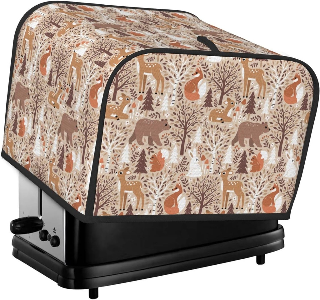 Oven Cover Kitchen Bread Machine Protector,4 Slice Toaster Cover For Home,Fingerprint Coaster Cover,Kitchen Small Appliance,Woodland Animals In Neutral Tones