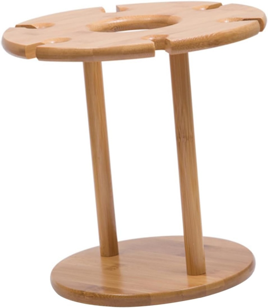 Wakauto Natural Wine Glass Drying Rack Stemware Holder European Style Wooden Goblet Rack for Kitchen Countertop Display and Wine Bottle Serving