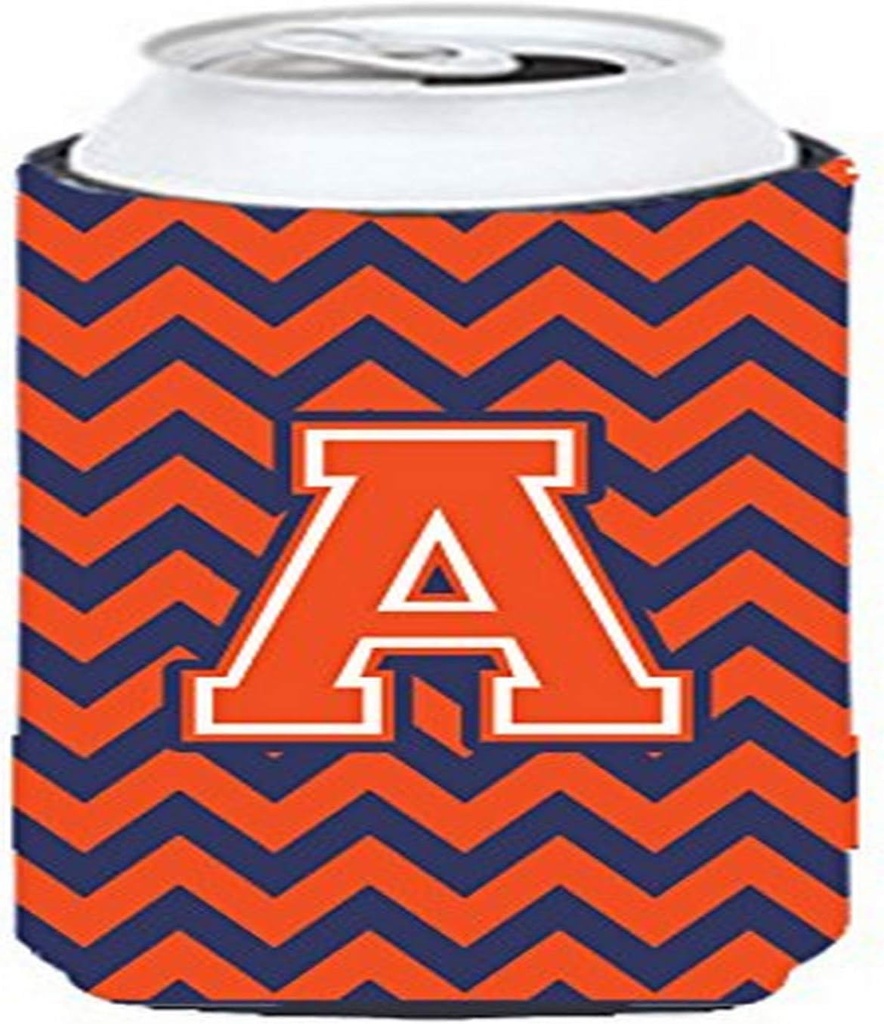 Caroline's Treasures CJ1042-ATBC Letter A Chevron Orange and Blue Tall Boy Hugger Can Cooler Sleeve Hugger Machine Washable Drink Sleeve Hugger Collapsible Insulator Beverage Insulated Holder